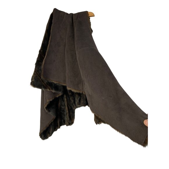 Reversible Faux Fur Microfiber Suede Vest Open Waterfall Style Size S 8724 Asym - Picture 10 of 11